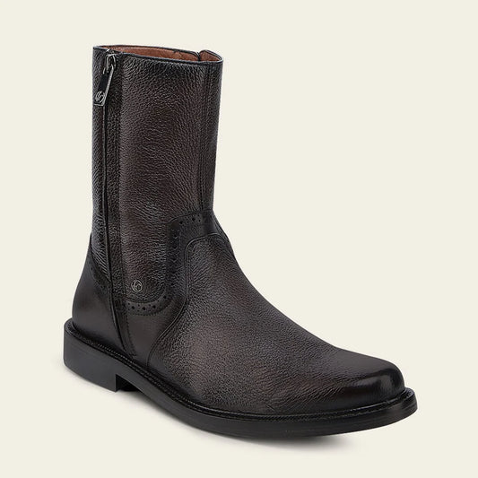 G03VNTS - Franco Cuadra chocolate casual leather zip ankle boots for men
