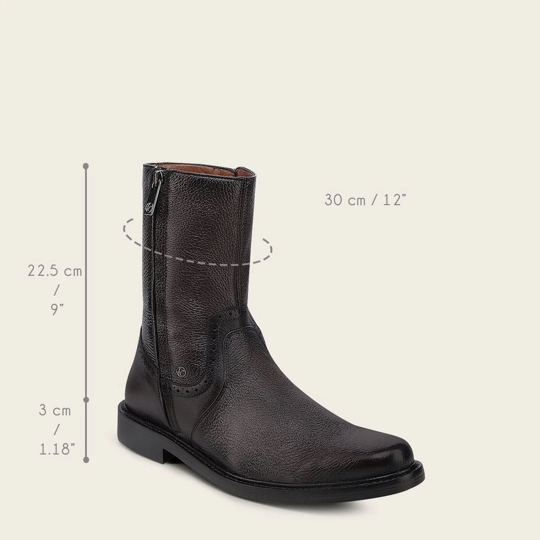 G03VNTS - Franco Cuadra chocolate casual leather zip ankle boots for men
