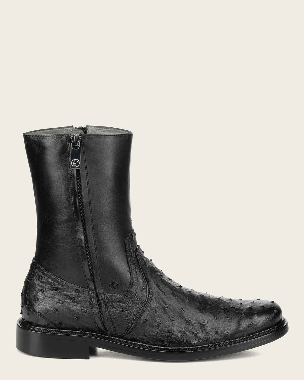 G10AVTS - Franco Cuadra black dress casual ostrich leather zip ankle boots for men