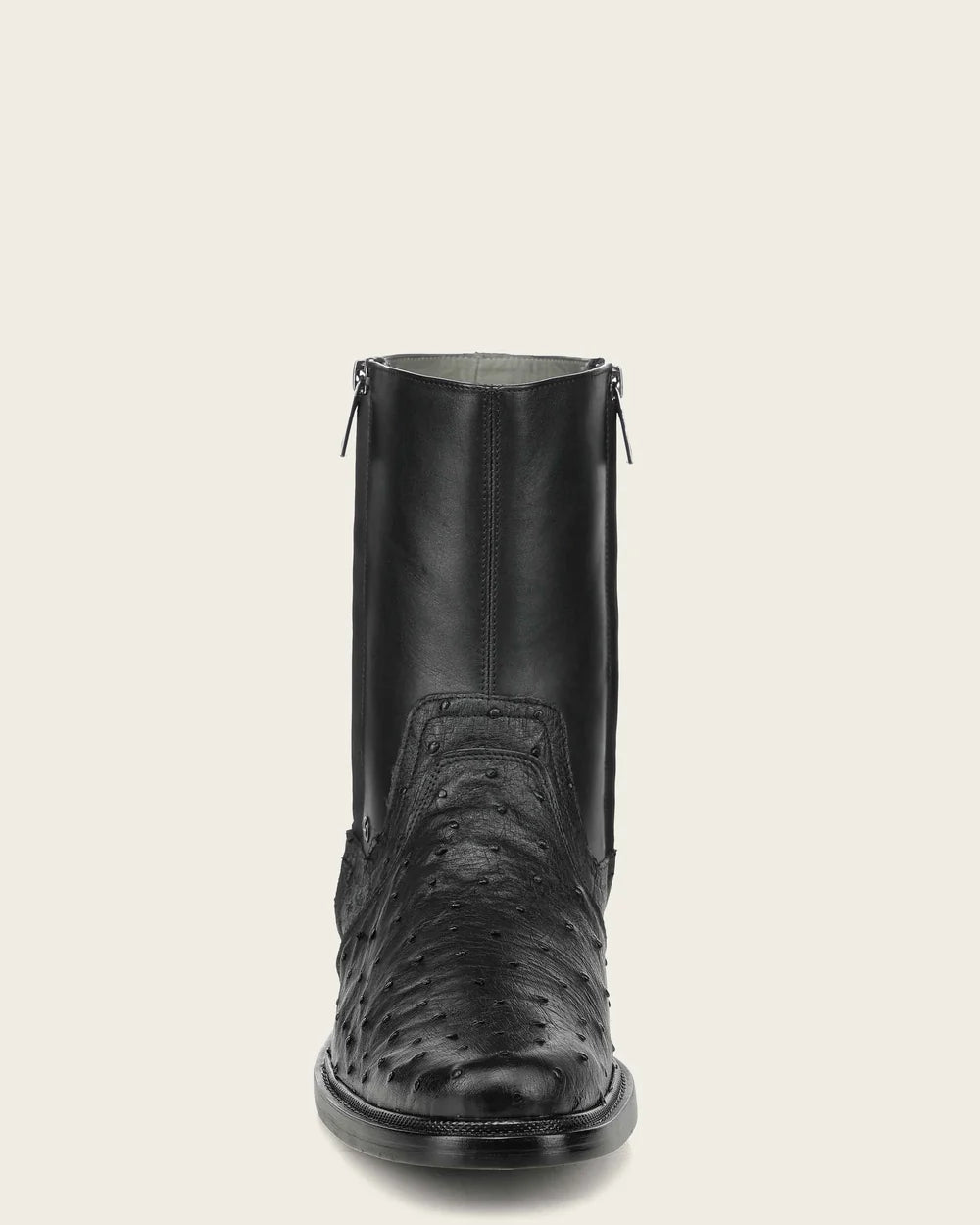 G10AVTS - Franco Cuadra black dress casual ostrich leather zip ankle boots for men