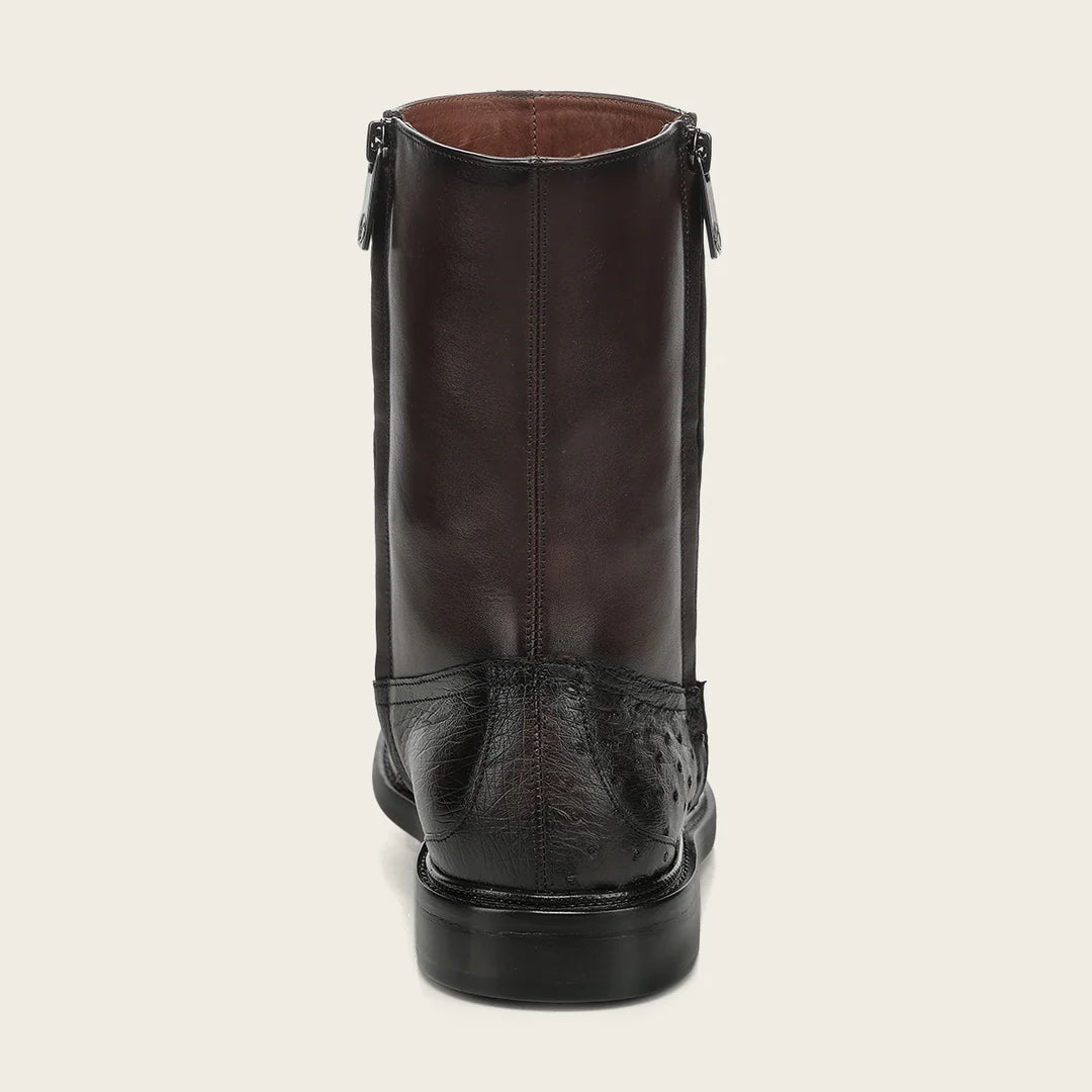 G10AVTS - Franco Cuadra brown dress casual ostrich leather zip ankle boots for men