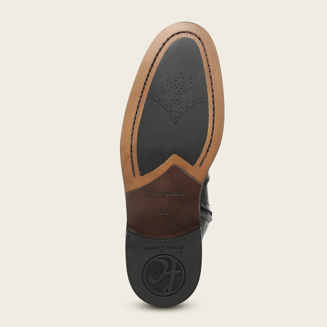 G10AVTS - Franco Cuadra brown dress casual ostrich leather zip ankle boots for men