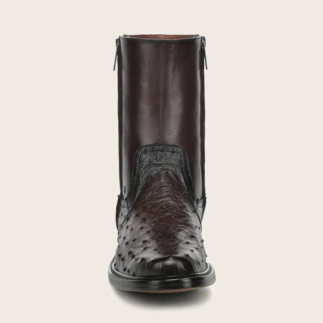 G10AVTS - Franco Cuadra brown dress casual ostrich leather zip ankle boots for men