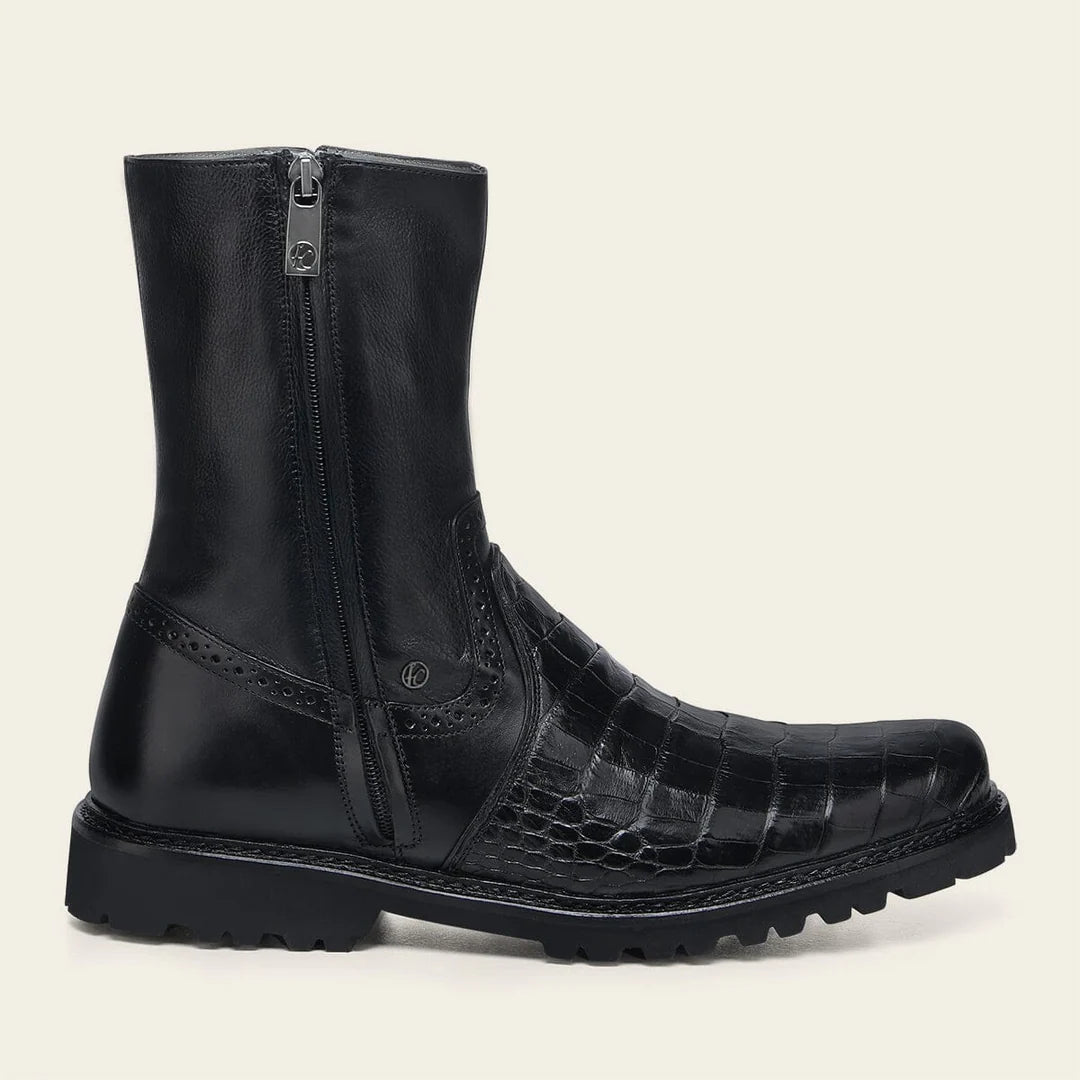G11LPBI - Franco Cuadra Black Dress Casual Alligator Leather Ankle