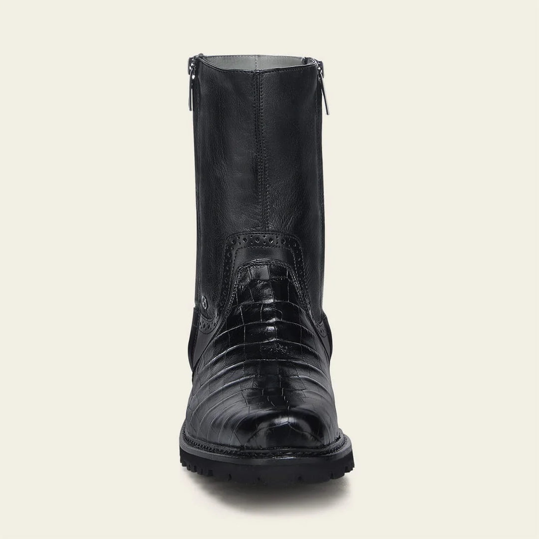 G11LPBI - Franco Cuadra Black Dress Casual Alligator Leather Ankle
