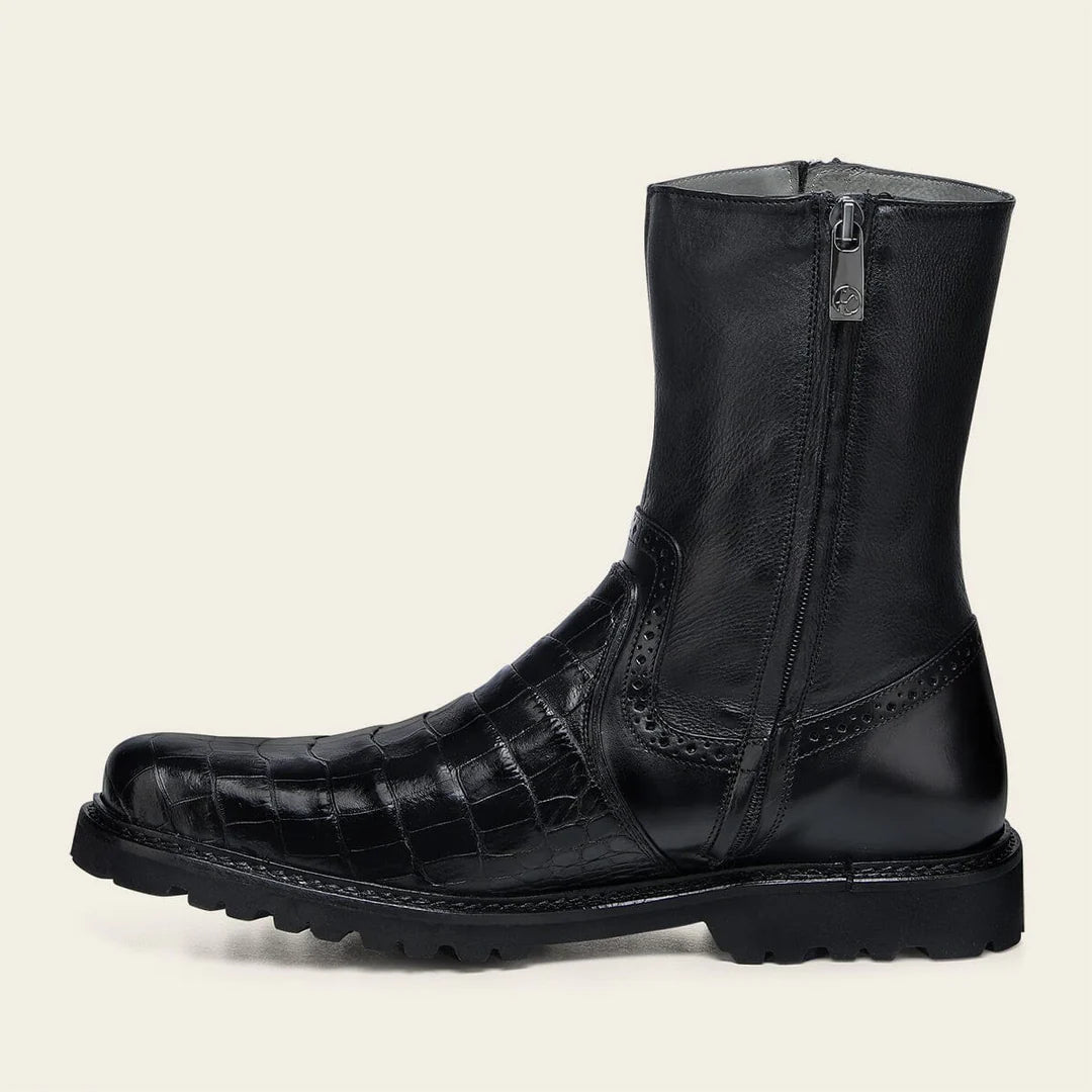 G11LPBI - Franco Cuadra Black Dress Casual Alligator Leather Ankle
