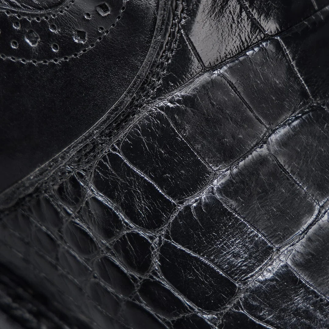 G11LPBI - Franco Cuadra black dress casual alligator leather ankle boots for men