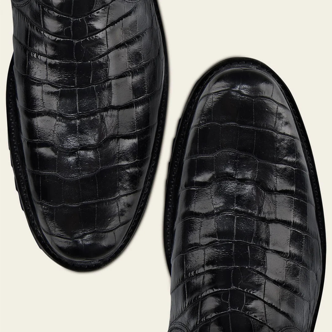 G11LPBI - Franco Cuadra black dress casual alligator leather ankle boots for men