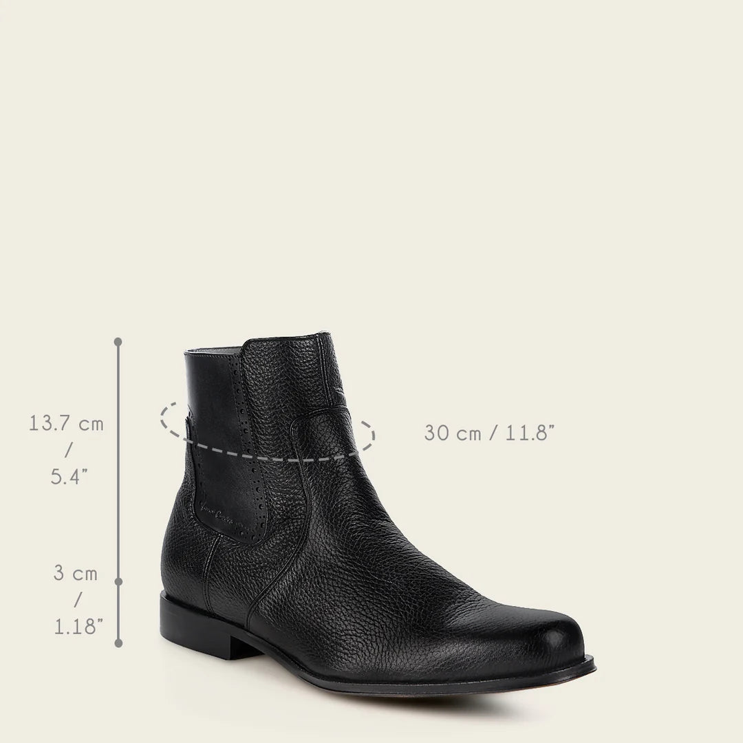 G43VNBU - Franco Cuadra Black Dress Casual Deer Leather Ankle Boots