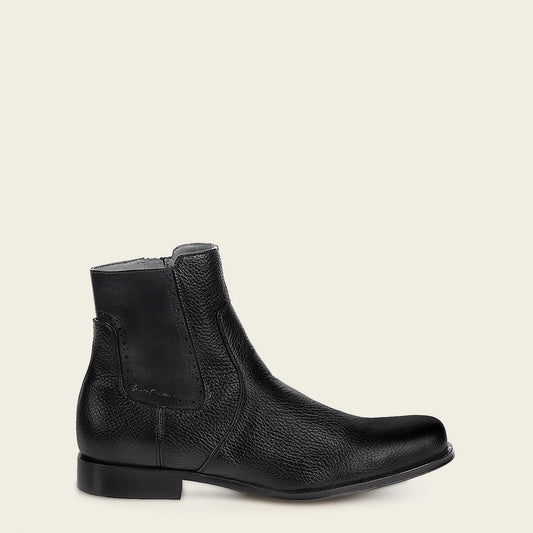 G43VNBU - Franco Cuadra Black Dress Casual Deer Leather Ankle Boots