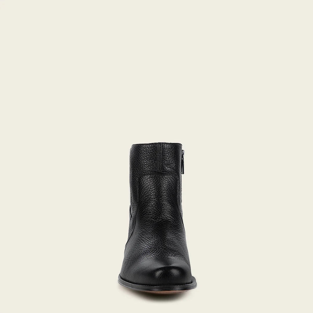 G43VNBU - Franco Cuadra Black Dress Casual Deer Leather Ankle Boots