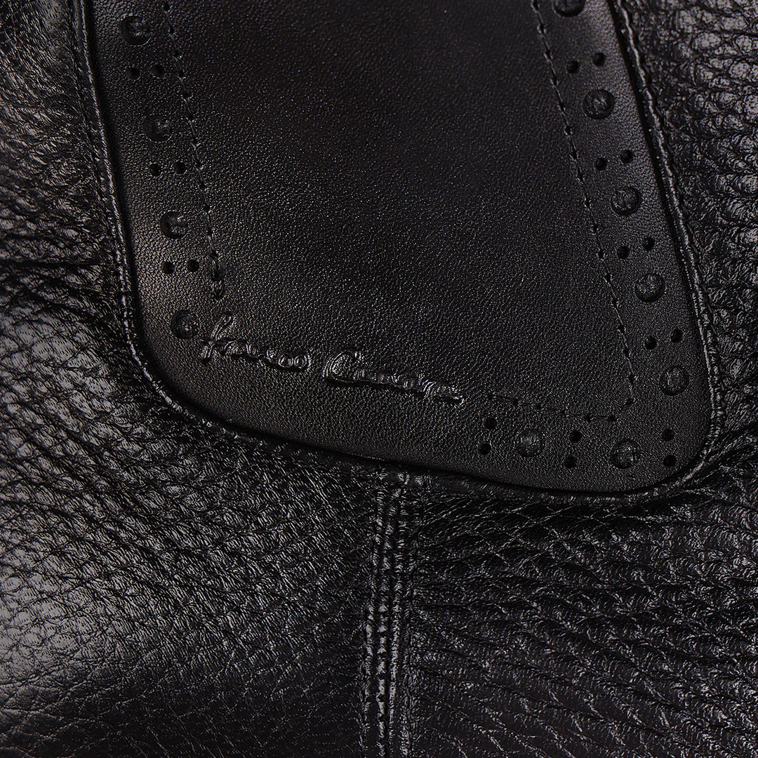 G43VNBU - Franco Cuadra Black Dress Casual Deer Leather Ankle Boots