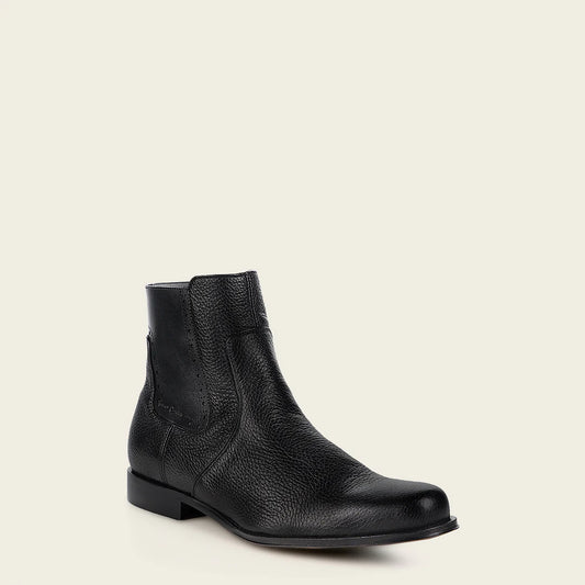 G43VNBU - Franco Cuadra Black Dress Casual Deer Leather Ankle Boots