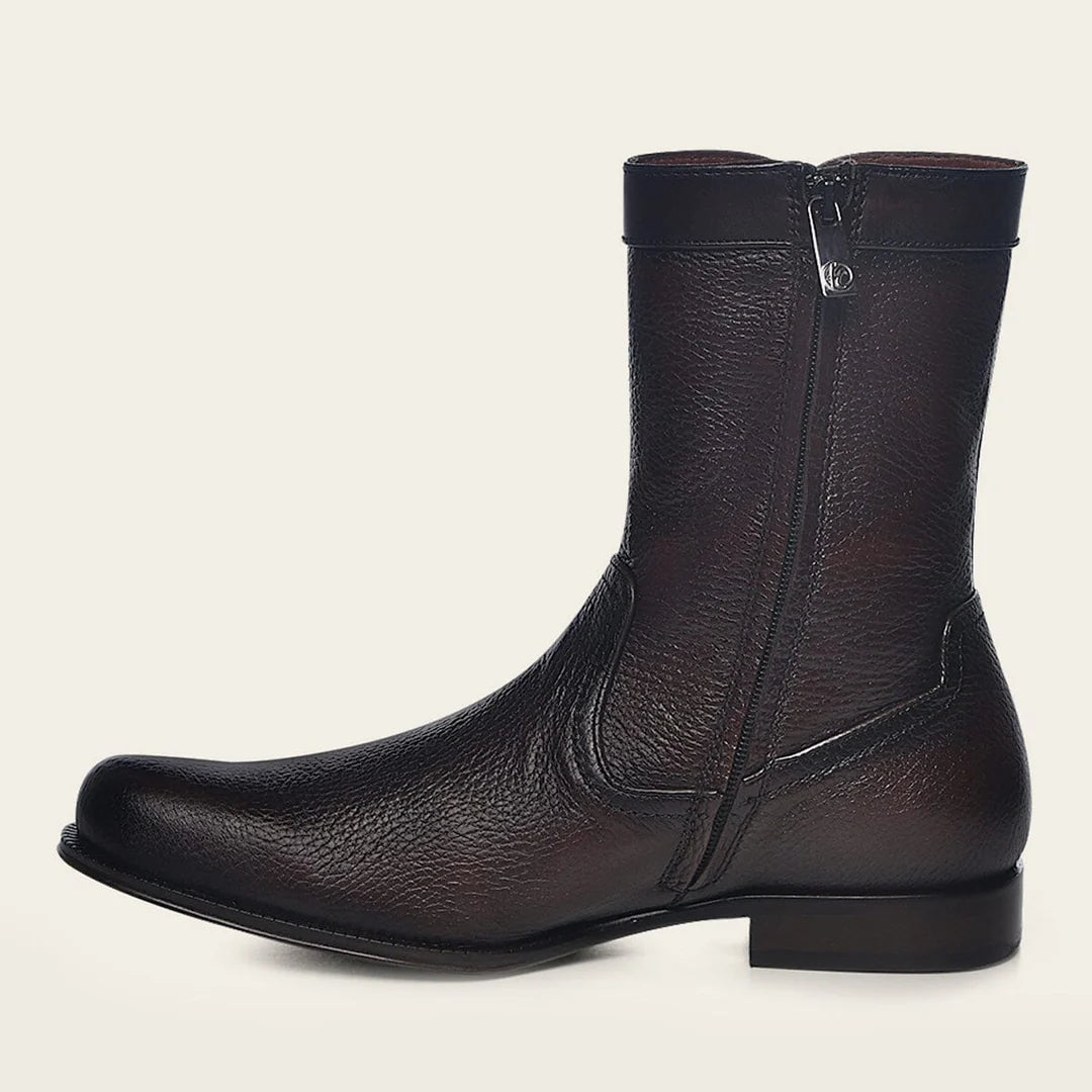 G45VNTS - Franco Cuadra Men's Brown Deer Leather Mid-Calf Zip Boots