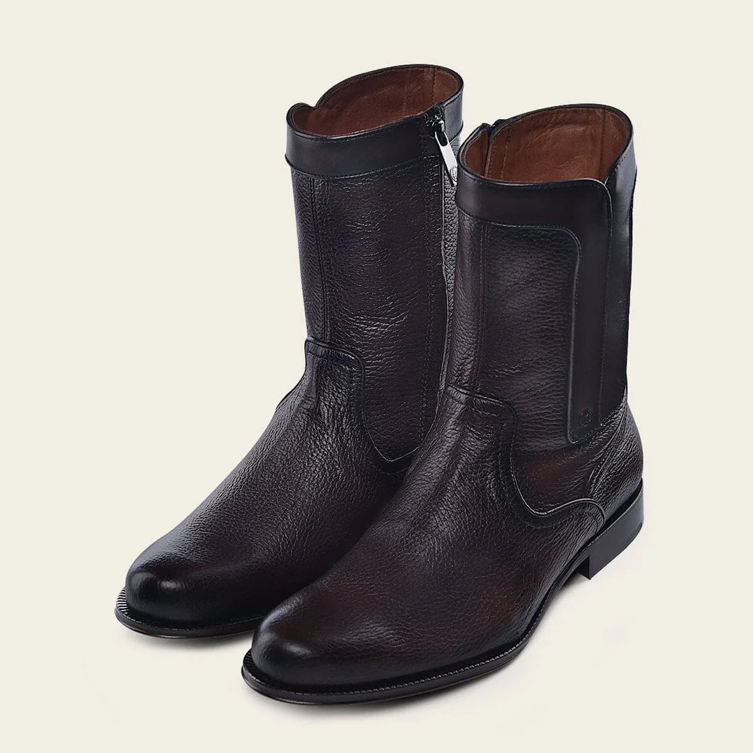 G45VNTS - Franco Cuadra Men's Brown Deer Leather Mid-Calf Zip Boots
