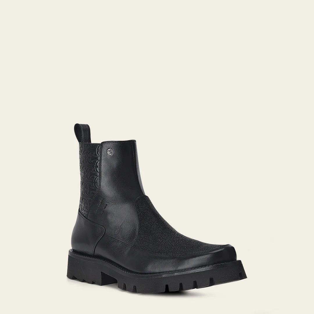 G97MTTS - Cuadra black vintage stingray booties for men