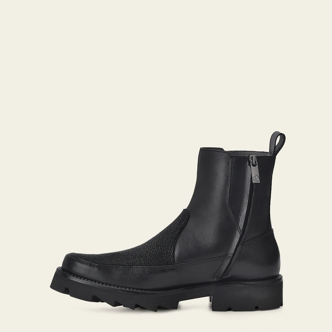 G97MTTS - Cuadra black vintage stingray booties for men