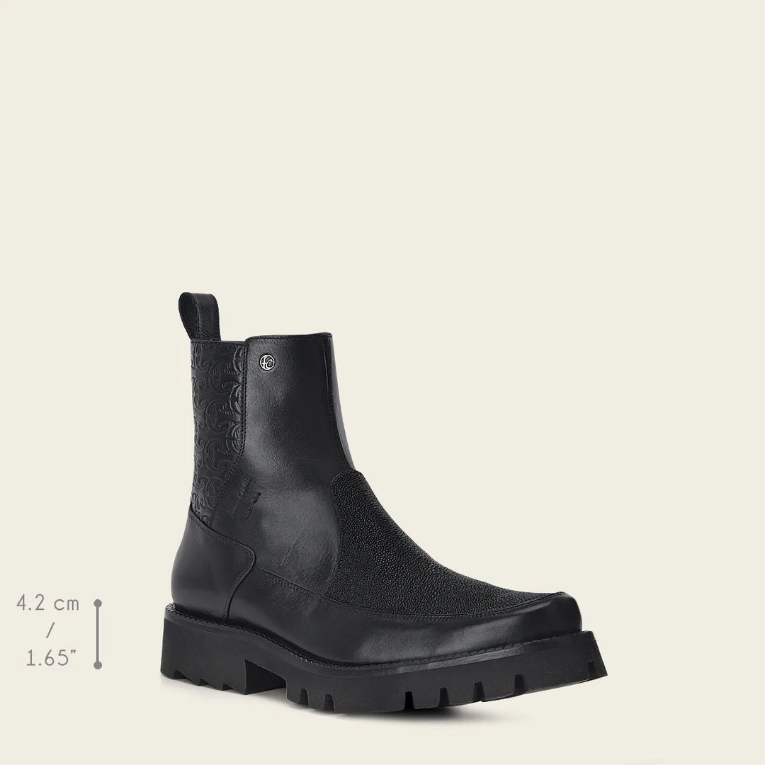 G97MTTS - Cuadra black vintage stingray booties for men