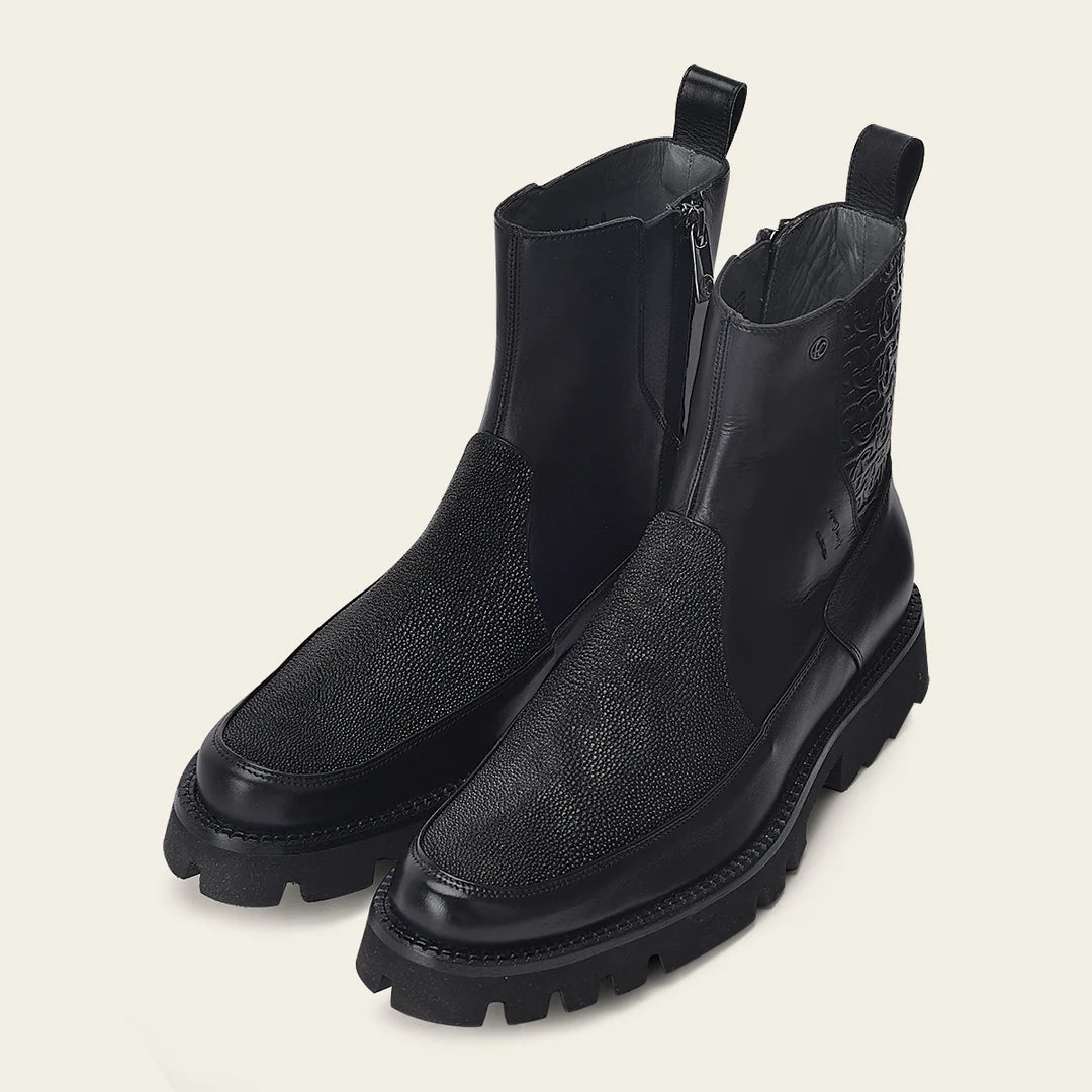 G97MTTS - Cuadra black vintage stingray booties for men