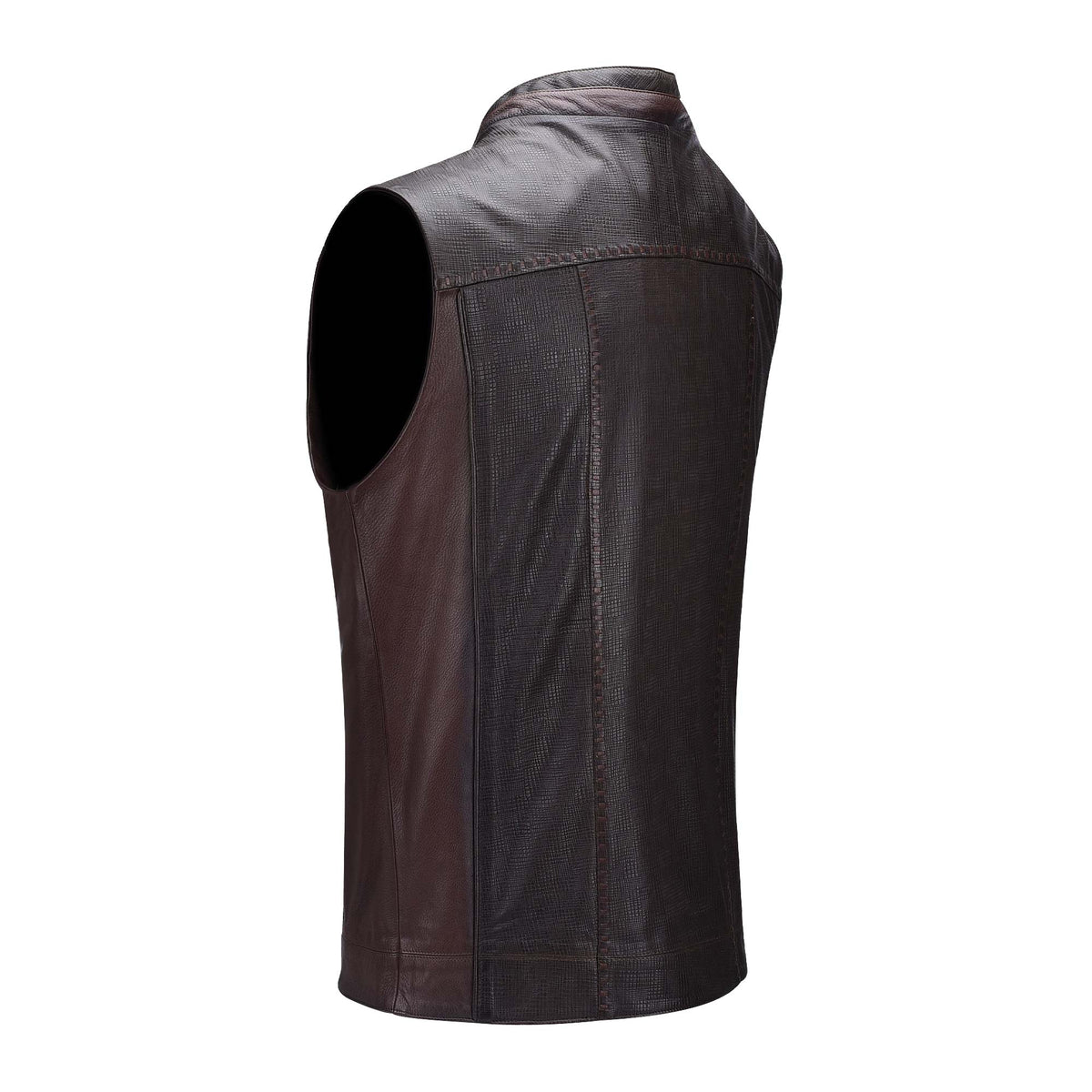 H239COC - Cuadra Brown Casual Leather Vest for Men