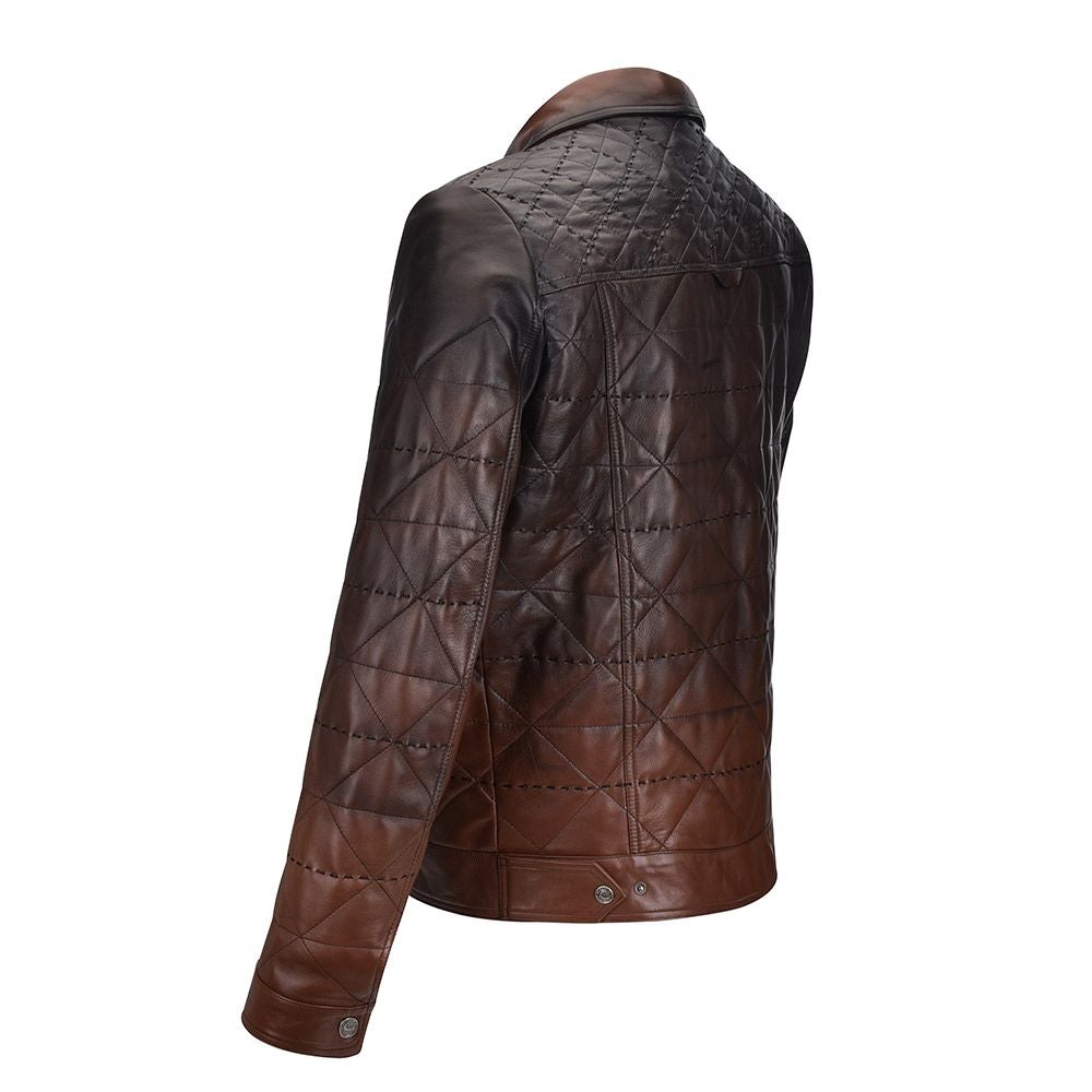 H277COC - Cuadra brown casual fashion lambskin quilted blouson jacket for men-Kuet.us