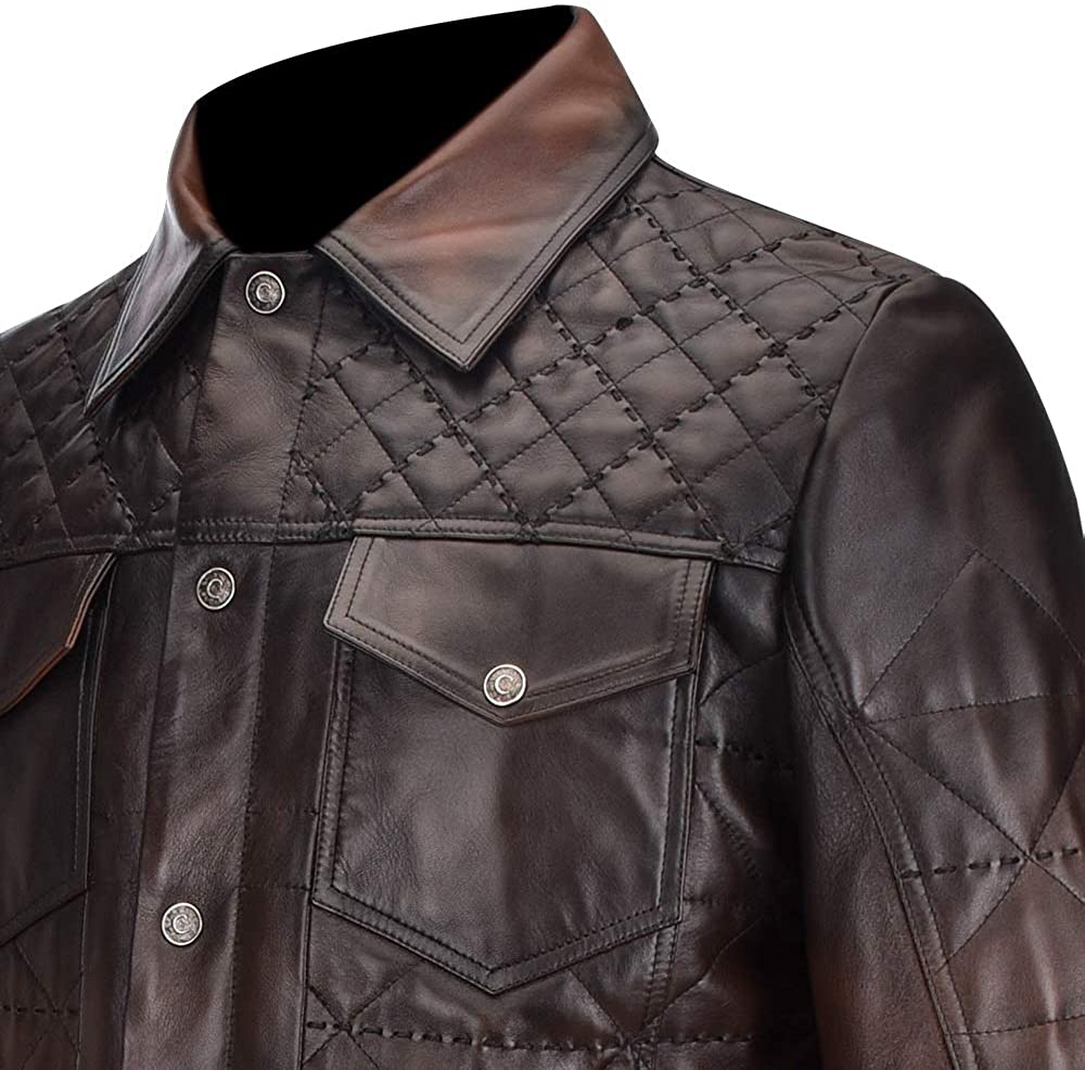 H277COC - Cuadra brown casual fashion lambskin quilted blouson jacket for men-Kuet.us - Cuadra Boots - Western Cowboy, Casual Fashion and Dress Boots