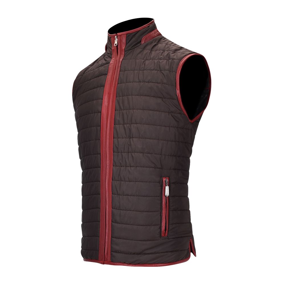 H278BOC - Cuadra black and red casual fashion sheepskin leather reversible vest for men-Kuet.us
