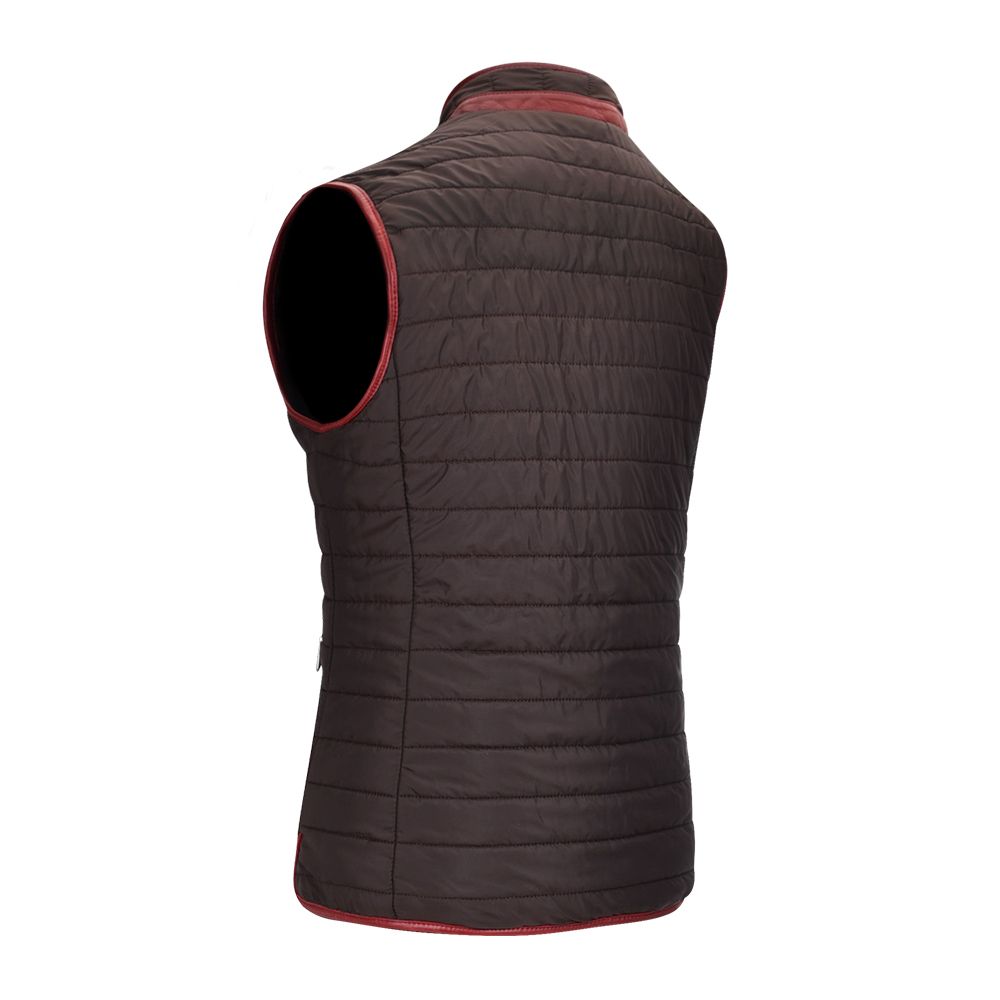 H278BOC - Cuadra black and red casual fashion sheepskin leather reversible vest for men-Kuet.us