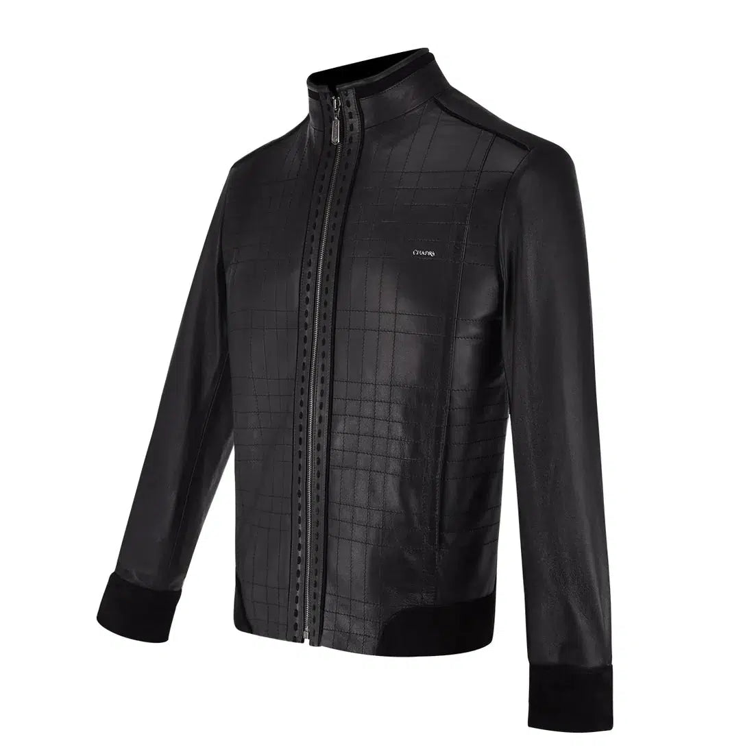 H293BOA - Cuadra black casual fashion quilted ovine leather jacket for men-Kuet.us