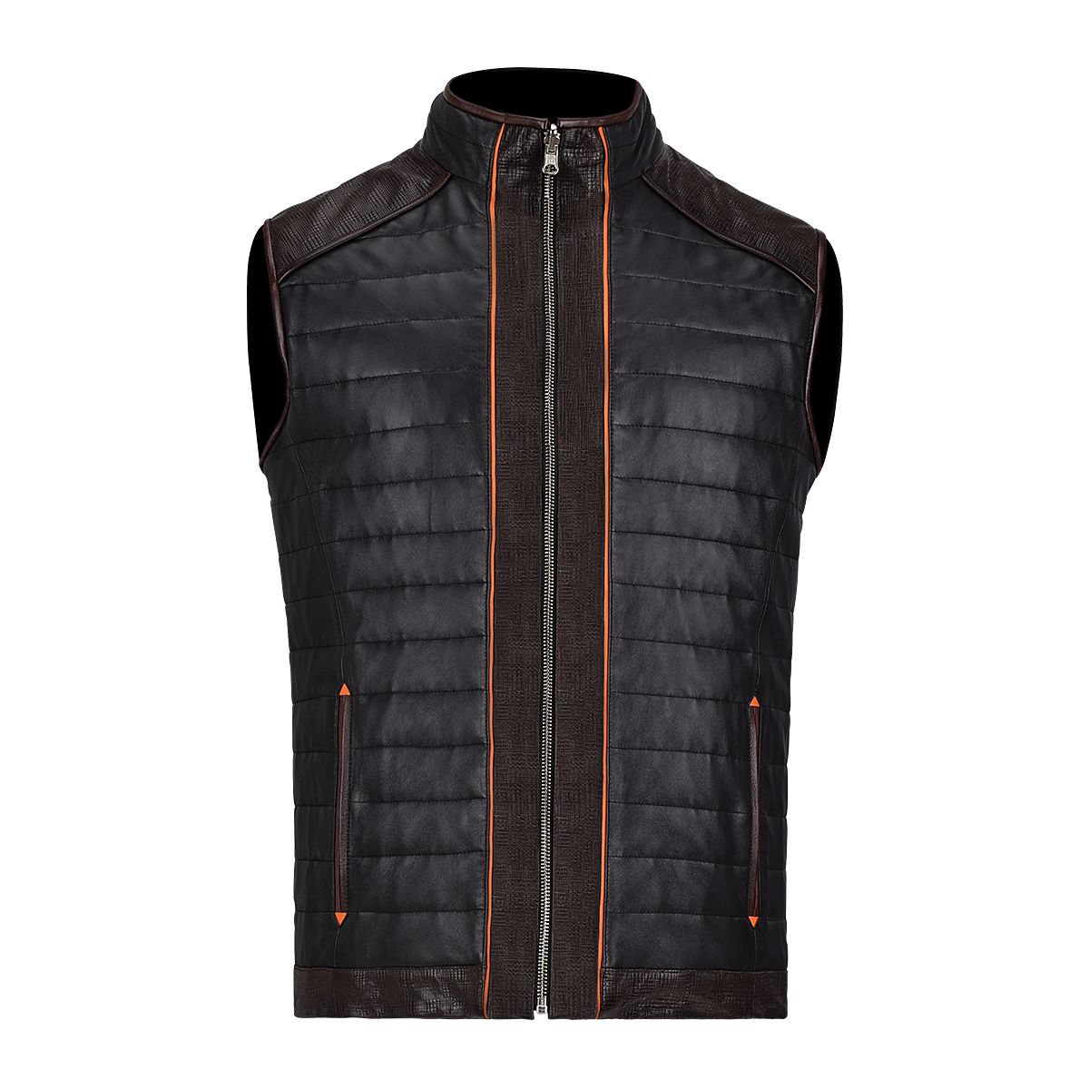 H294BOC - Cuadra black casual fashion racer sheepskin leather vest for men-Kuet.us - Cuadra Boots - Western Cowboy, Casual Fashion and Dress Boots