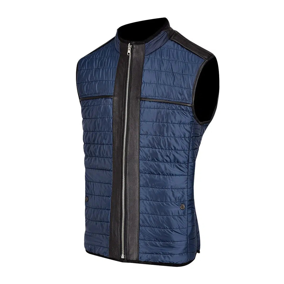 H302BOB- Cuadra black casual fashion reversible lambskin leather vest for men-Kuet.us