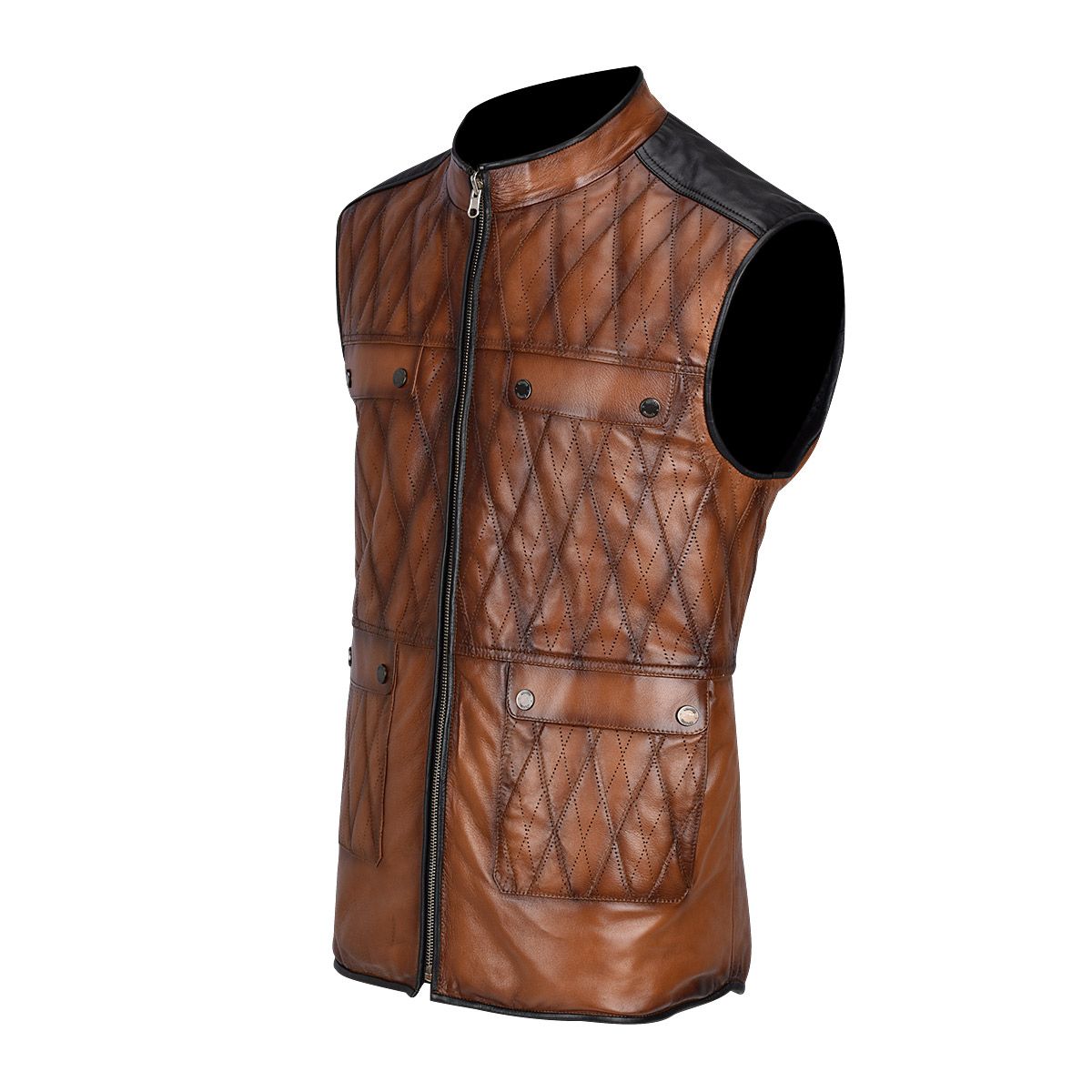 H302COB- Cuadra maple casual fashion quilted goat leather racer vest for men-Kuet.us - Cuadra Boots - Western Cowboy, Casual Fashion and Dress Boots