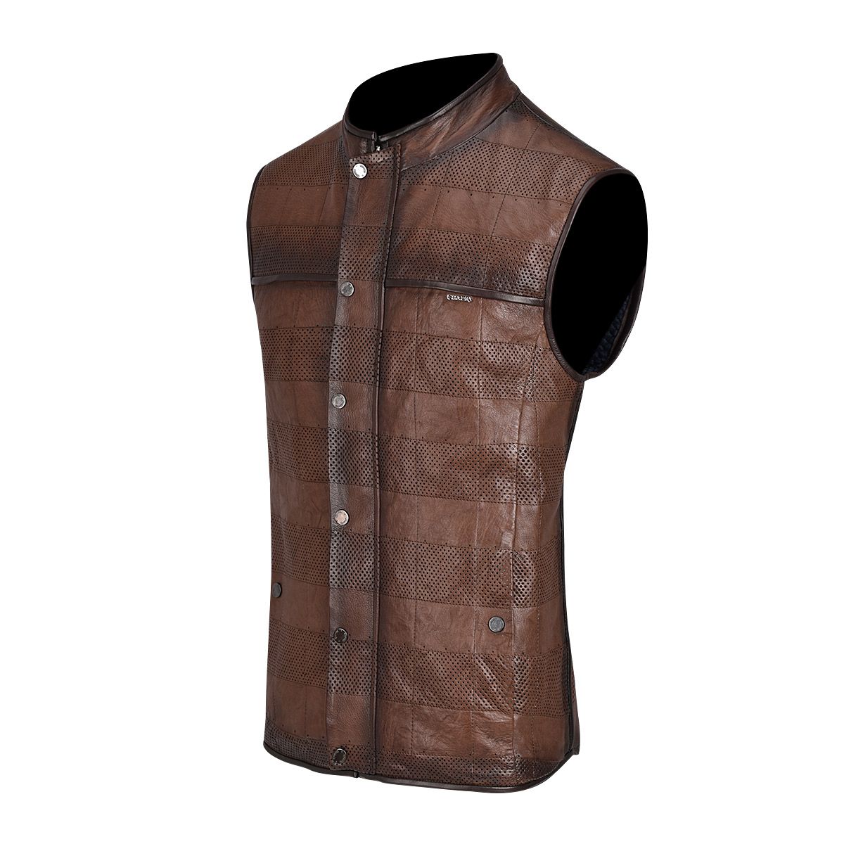 H303COC - Cuadra brown casual fashion reversible lambskin leather vest for men-Kuet.us