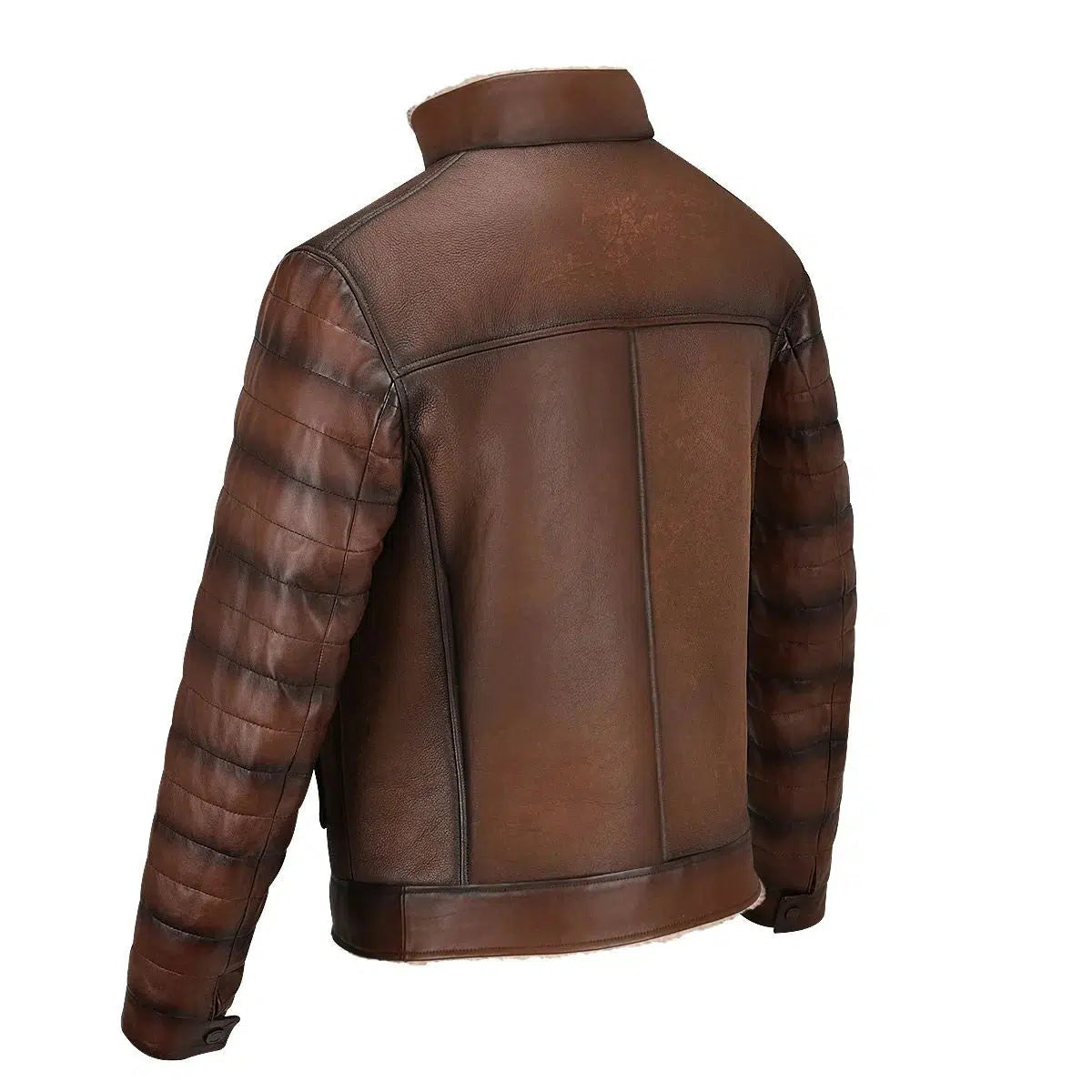 H309BOC - Cuadra brown casual fashion sheepskin leather shearling jacket for men-Kuet.us