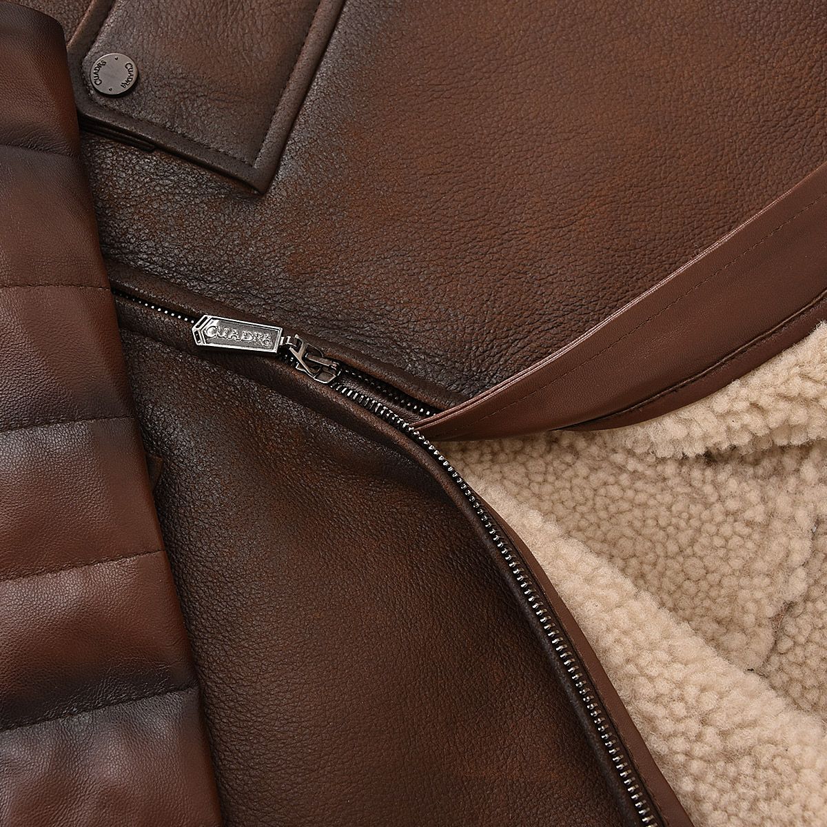 H309BOC - Cuadra brown casual fashion sheepskin leather shearling jacket for men-Kuet.us - Cuadra Boots - Western Cowboy, Casual Fashion and Dress Boots