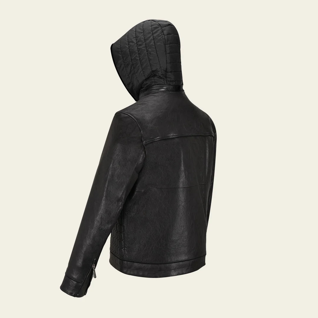 H310BOA - Cuadra Black Dress Casual Fashion Leather Jacket for Men