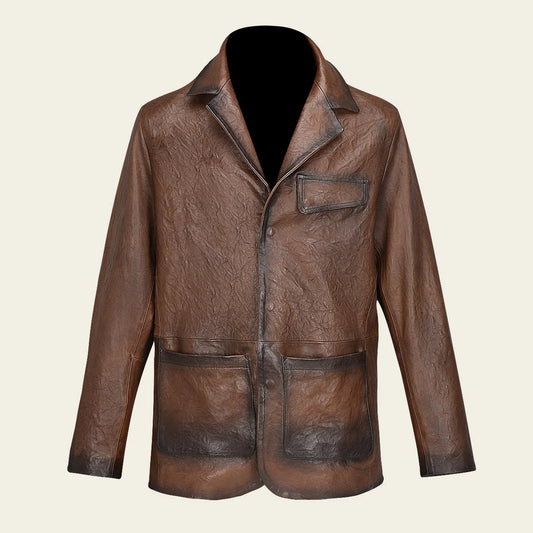 H339COC- Cuadra brown casual fashion lambskin leather jacket for men