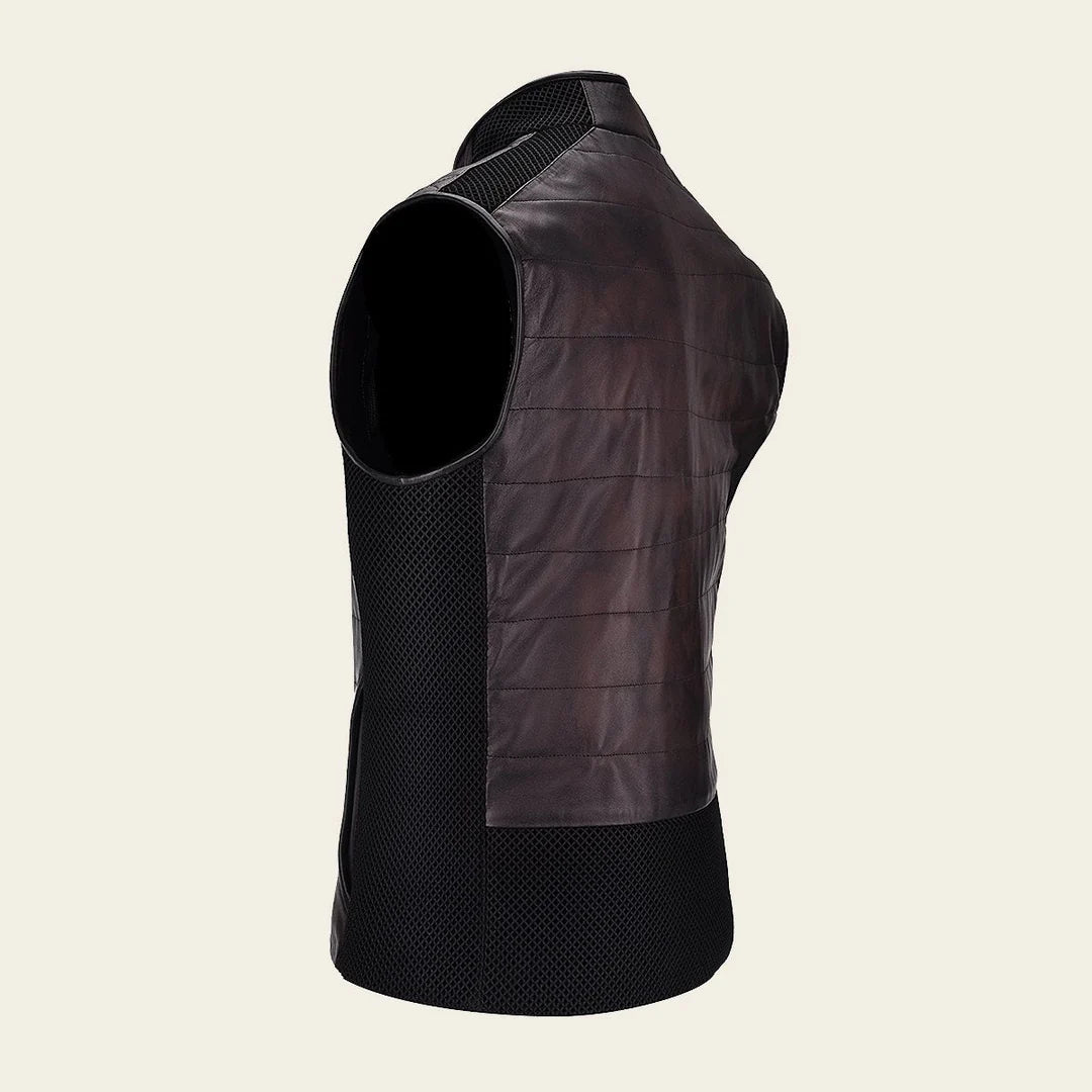 H340COB - Cuadra Chocolate lambskin leather vest for men