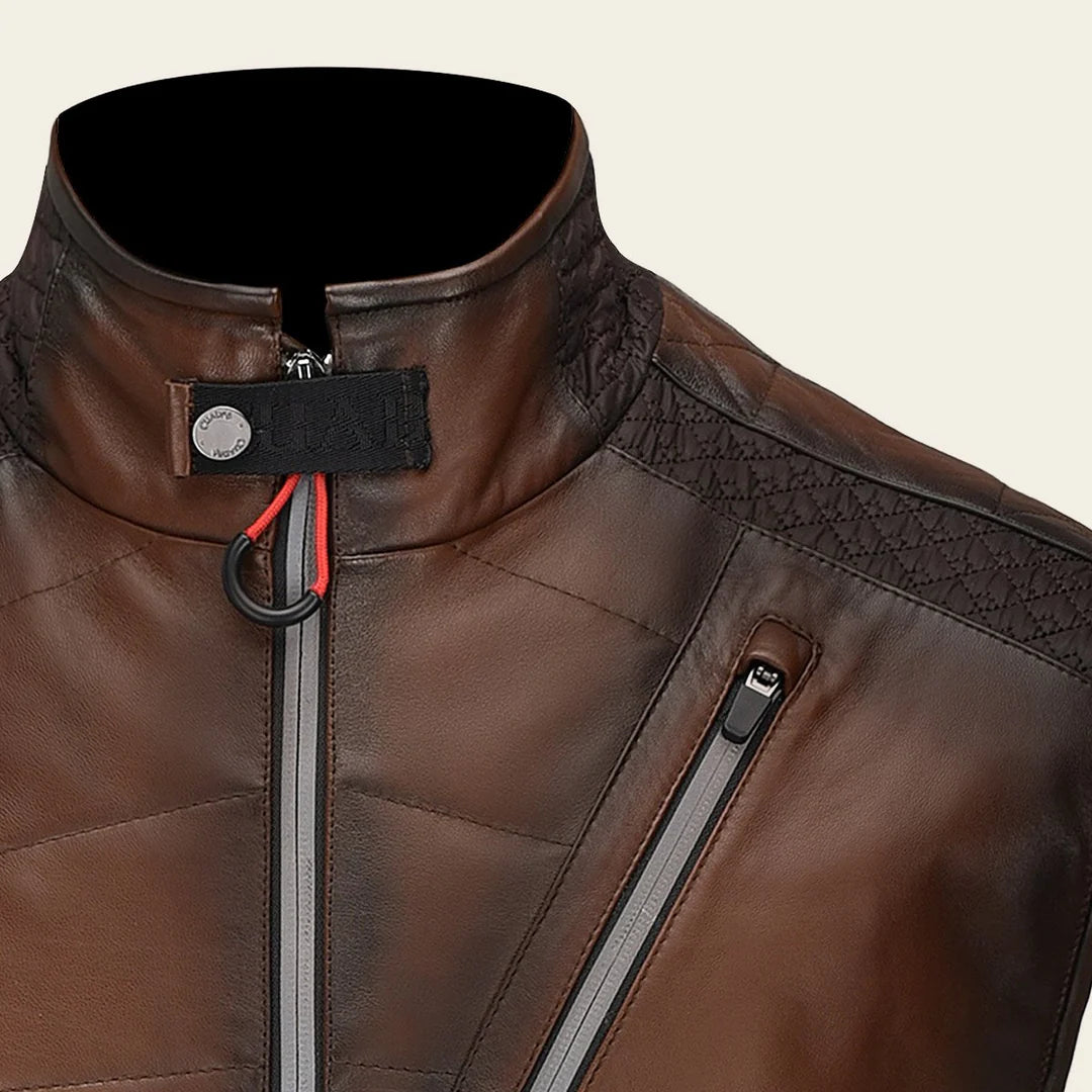 H340COC - Cuadra brown lambskin leather vest for men