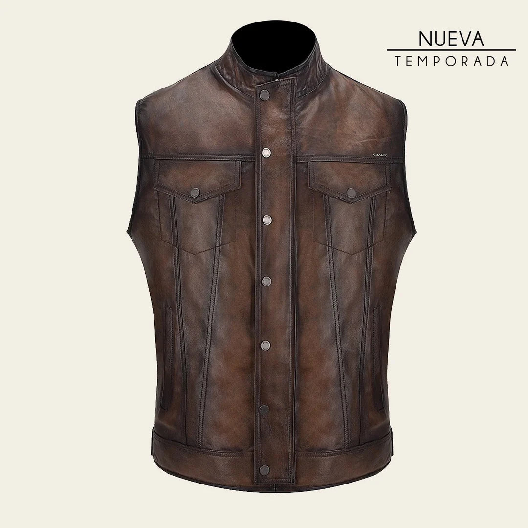 H344COC - Cuadra chocolate casual fashion leather vest for men