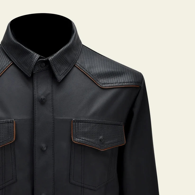 H352BOB - Cuadra black lambskin blouson shirt for men