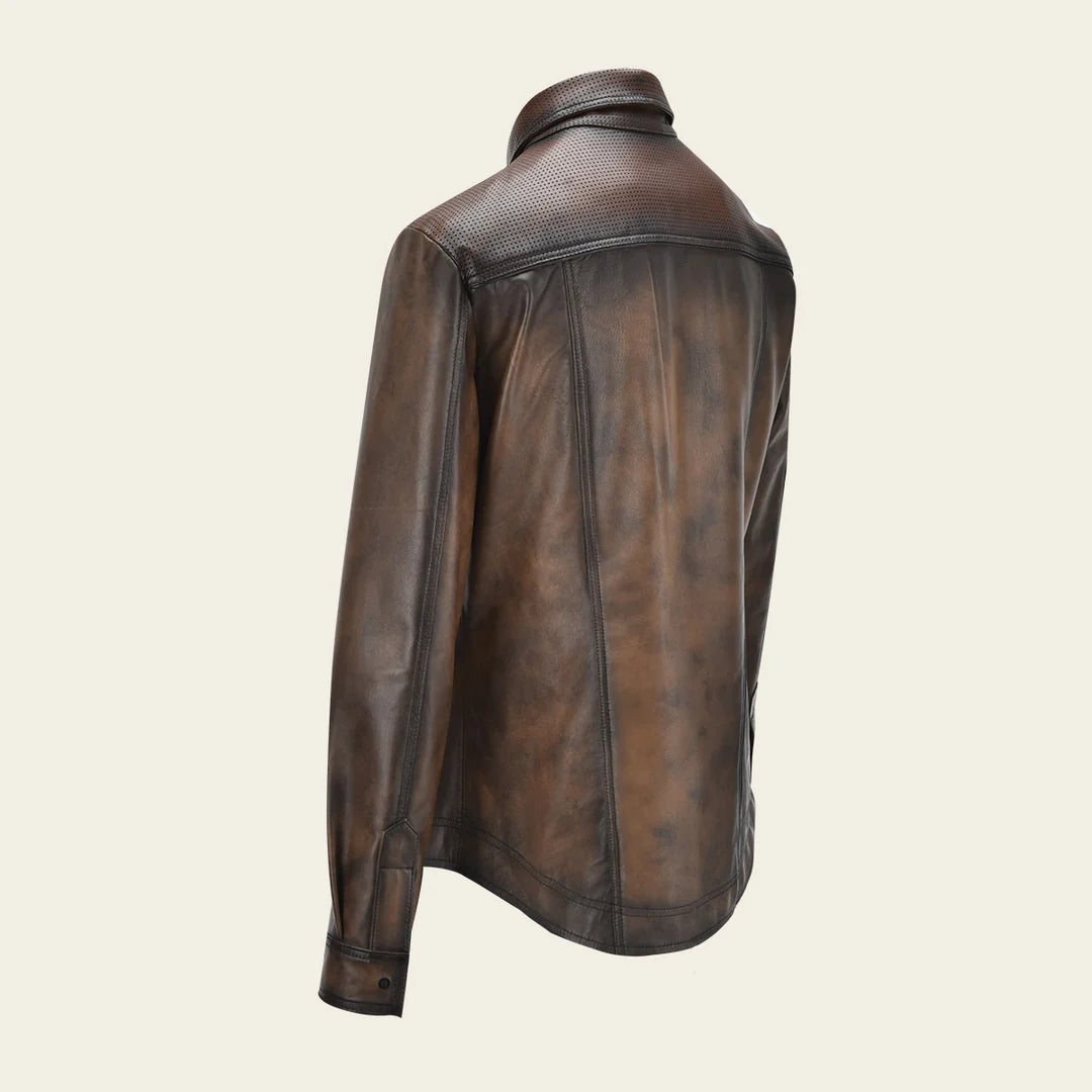 H352COC - Cuadra chocolate lambskin blouson shirt for men
