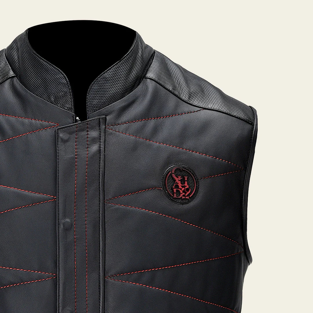H354BOB- Cuadra black lambskin vest shirt for men