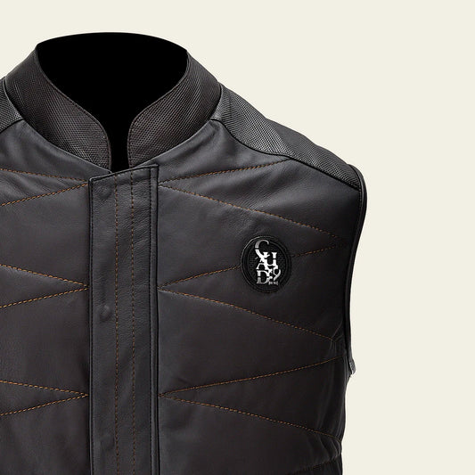 H354COB - Cuadra chocolate casual fashion lambskin vest for men