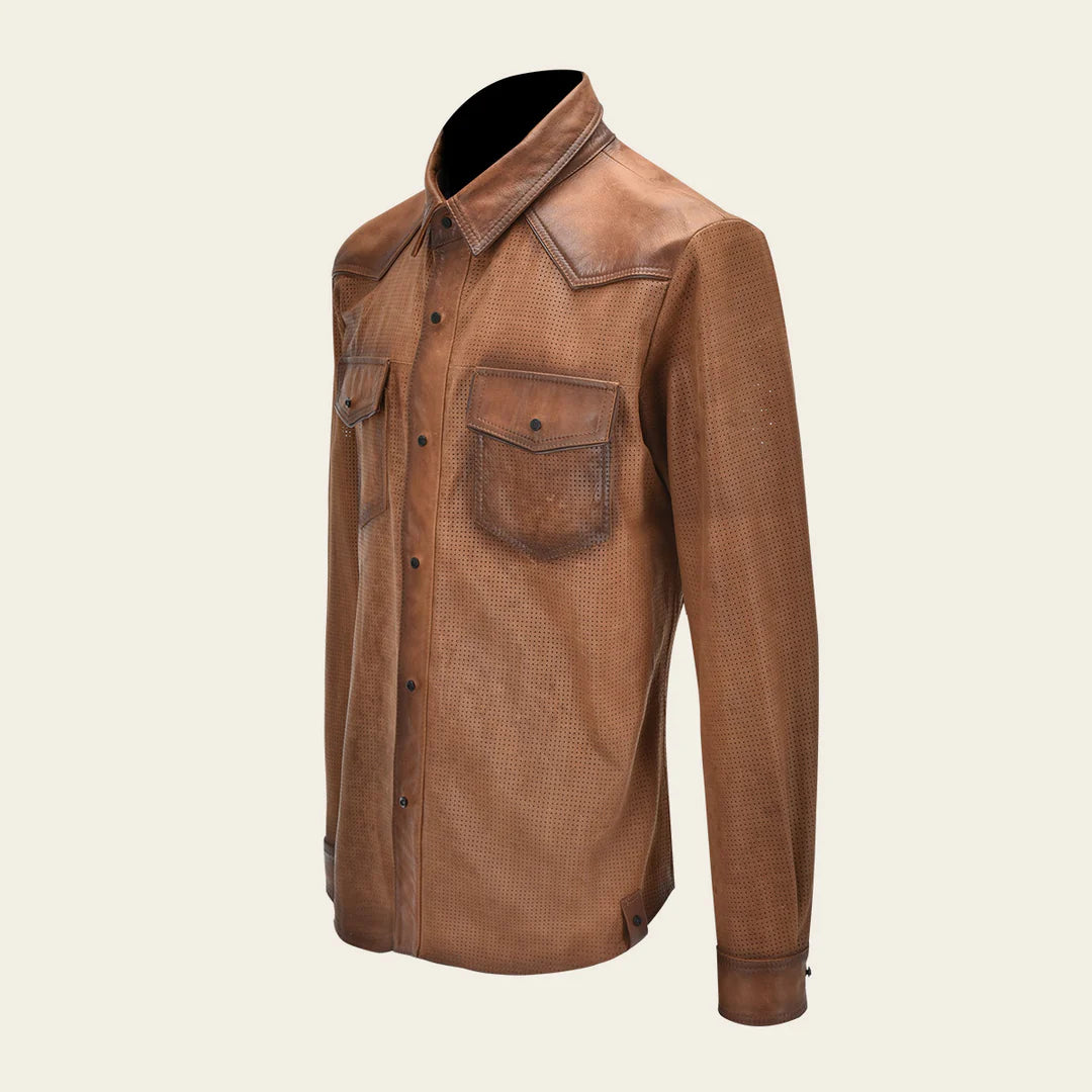 H356COC - Cuadra Honey Casual Fashion Lambskin Blouson Shirt for Men