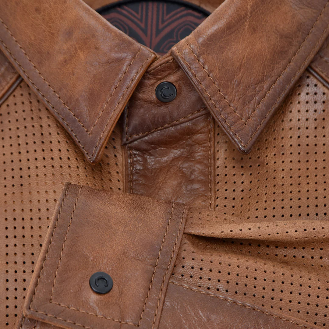 H356COC - Cuadra Honey Casual Fashion Lambskin Blouson Shirt for Men