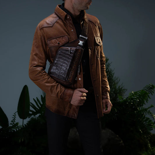 H356COC - Cuadra Honey Casual Fashion Lambskin Blouson Shirt for Men
