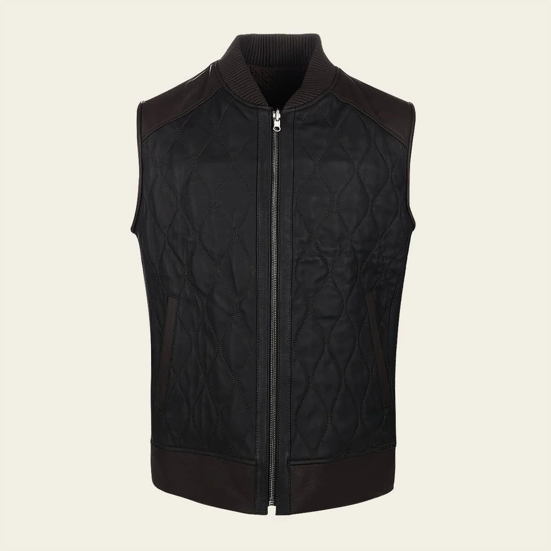 H369BOB - Cuadra black dress casual fashion leather vest for men