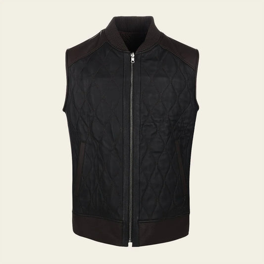 H369BOB - Cuadra black dress casual fashion leather vest for men