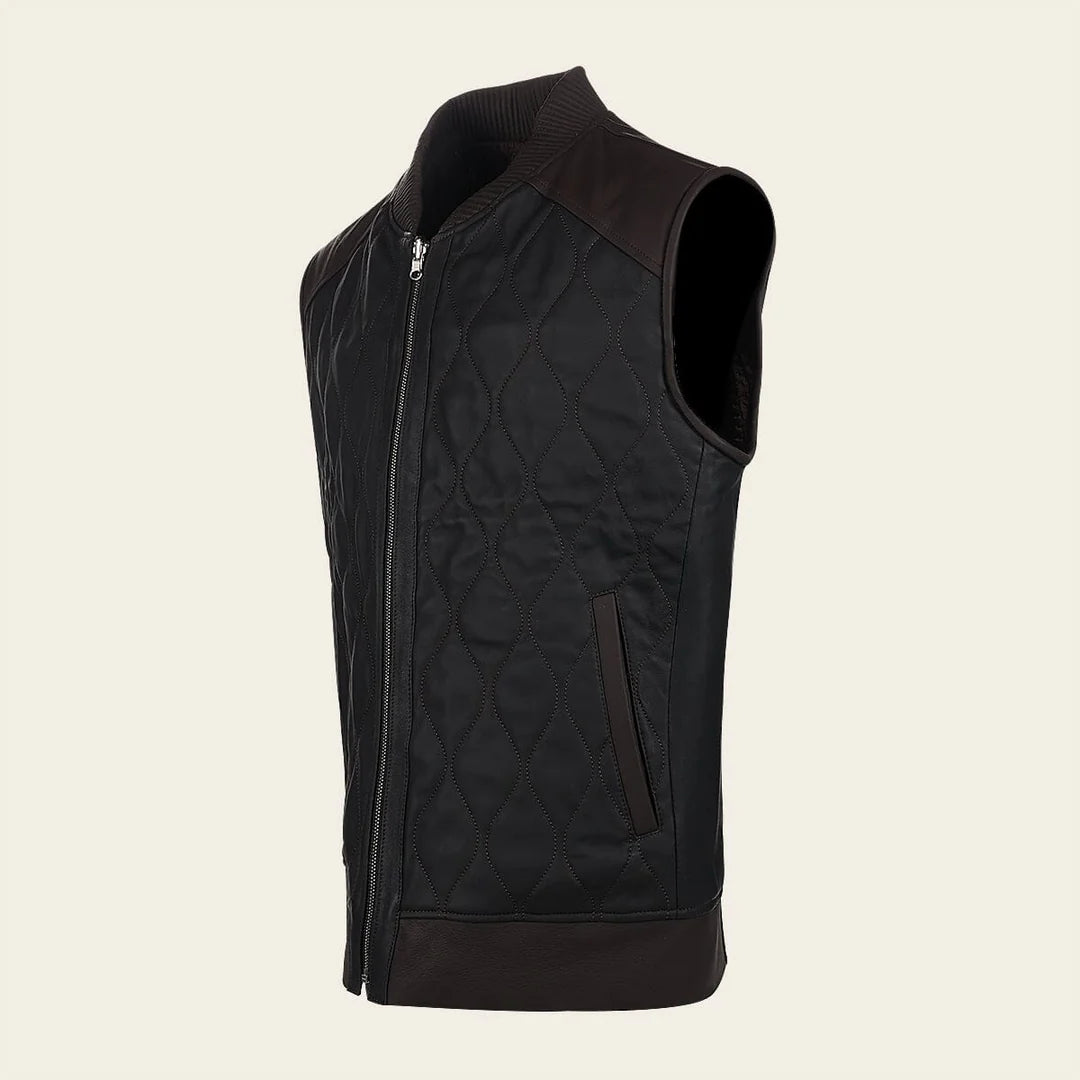 H369BOB - Cuadra Black Dress Casual Fashion Leather Vest for Men